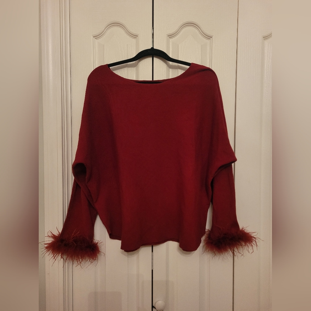 Women's Red Crew Neck Sweater